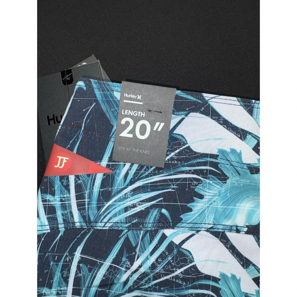 NWT Hurley Phantom JJF Board Shorts Trunks Mens 30x9 Floral Map Grid Print